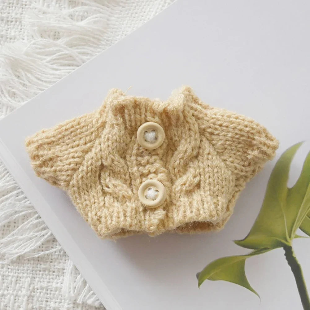 Mini Doll'S Clothes Outfit Accessories for Labubu for Elf Doll Knitted Christmas Love Twisted Solid Santa Sweater Clothing