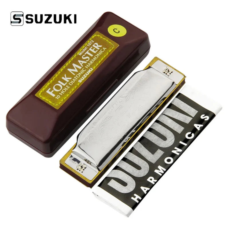 Suzuki Harmonica Folk Master 1072 Standard Beginner 10 Hole 20 Tone Diatonic Key of C a D E F G