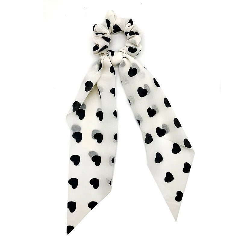 Chiffon Hair Scrunchies Women Fashion Pearl Ponytail Holder Hair Tie Hair Rope Rubber Bands Hair Accessories Bowknot Headwear