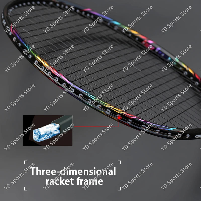Super Light 8U Full Carbon Fiber Badminton Rackets With Bags String Professional Racket Strung Padel Sports