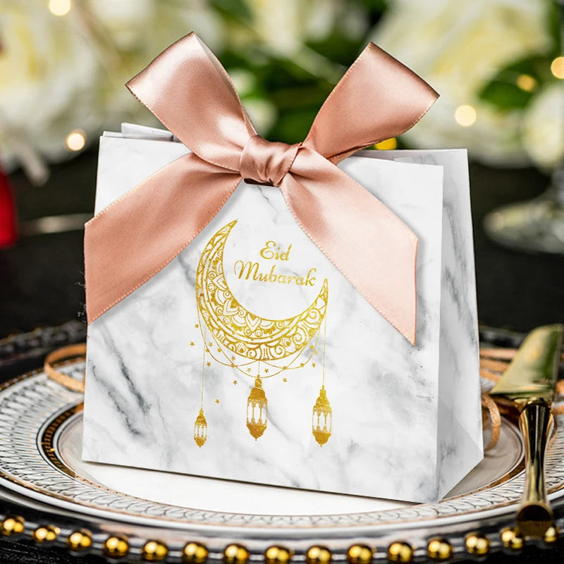 Eid Mubarak Candy Box Set Paper Packaging Gift Bag Party Favor Ramadan Gift Box Muslim Islamic Party Supplies Kareem Decoration