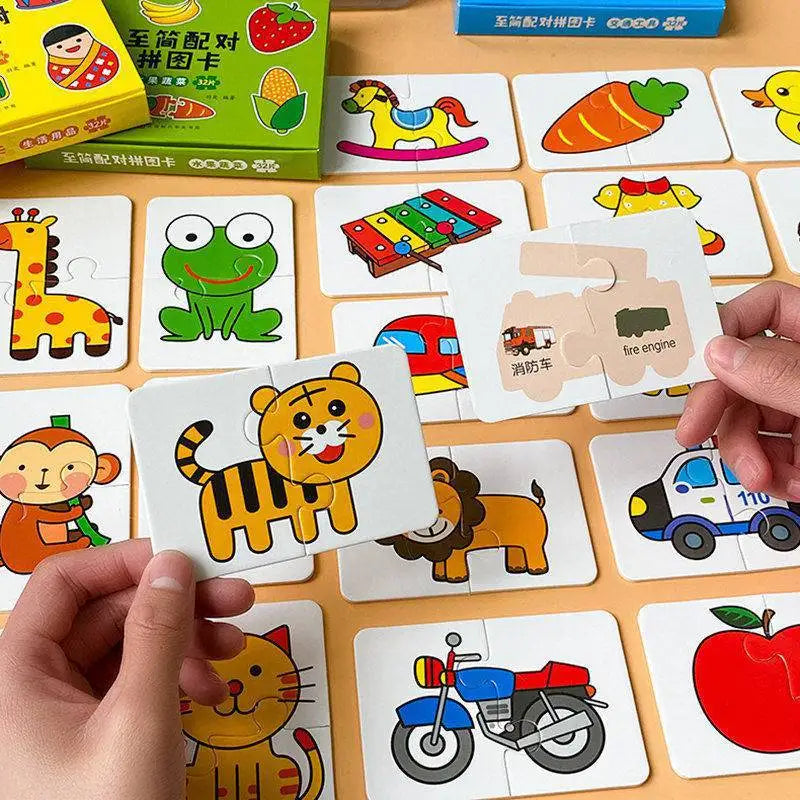 Kids Animal Puzzles for Toddlers 1 2 3 Years Boys Girls Learning Animals Memory Card Matching Game Educational Toys for Children