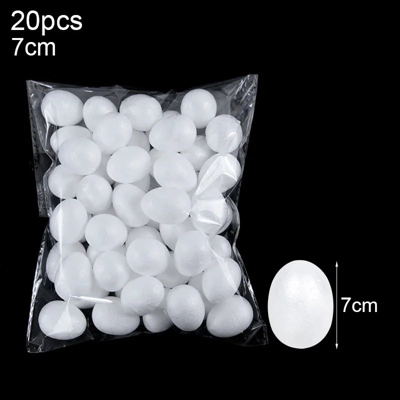 20pcs 3.5-9cm Painting Easter Foam Egg White Polystyrene Styrofoam Foam Egg Ball for Home Happy Eatser Party Decor DIY Kids Gift