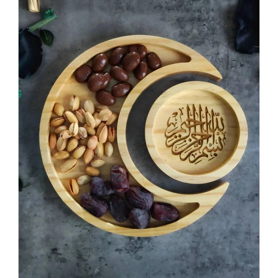 2025 1set Ramadan Serving Tray Eid Tray Ramadan Home Room Kitchen Decoration Gifts for Family Mubarak Kareem Favor Item Supplies