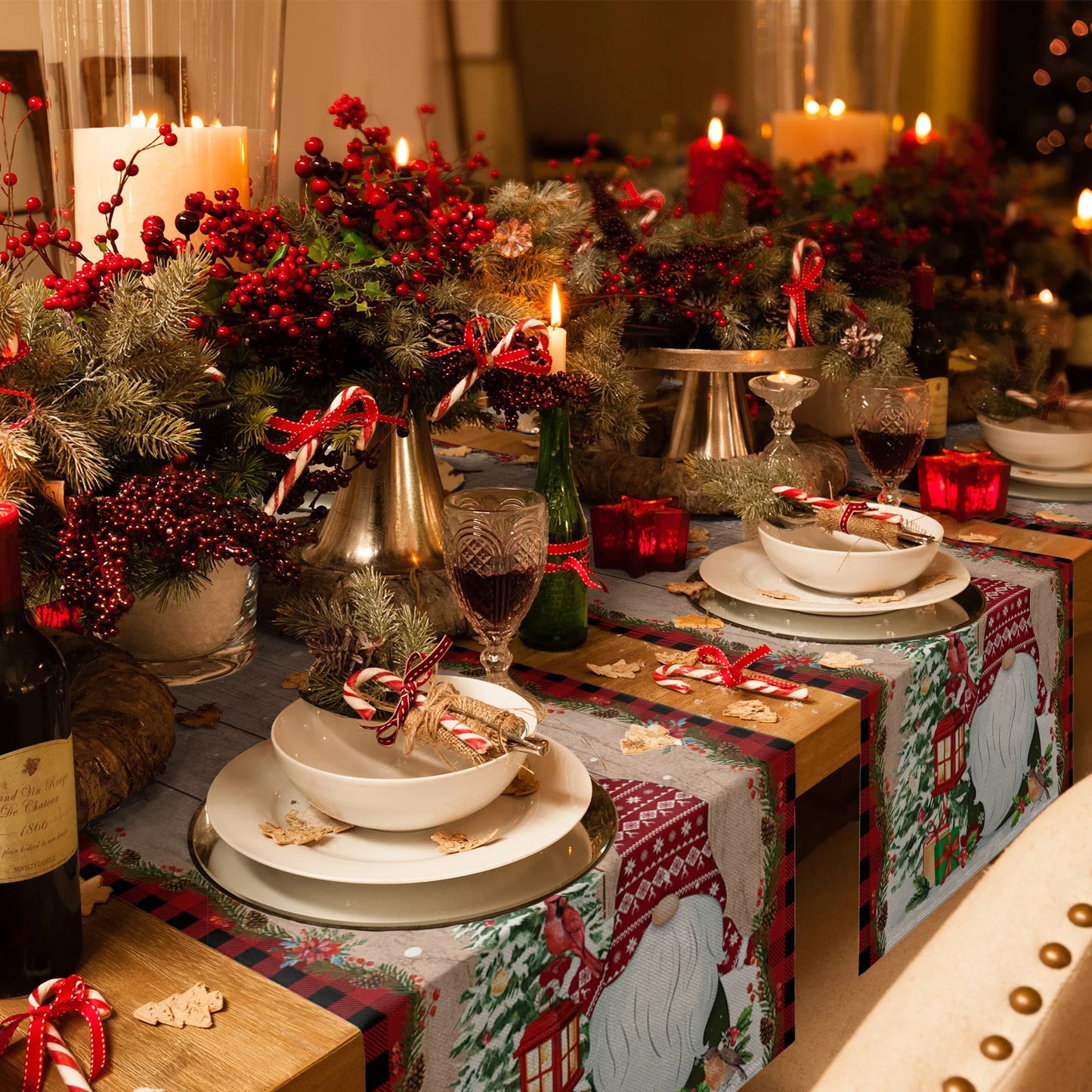 Christmas Christmas Tree Christmas Gnome Wedding Decorations Coffee Table Decor Tablecloth Table Kitchen Decorative Table Runner