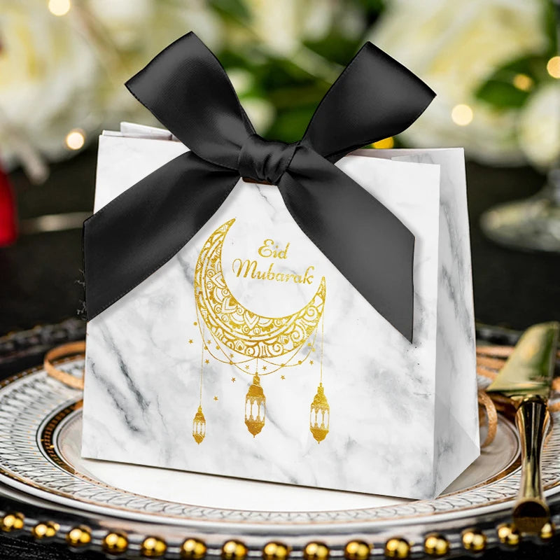 Eid Mubarak Candy Box Set Paper Packaging Gift Bag Party Favor Ramadan Gift Box Muslim Islamic Party Supplies Kareem Decoration