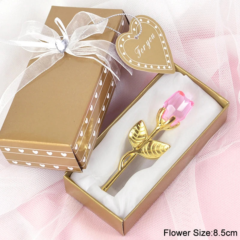 Valentines Day Gift I Love You Crystal Bear Artificial Rose Flowers Teacher Mothers Day Wedding Birthday Party Gifts for Guests