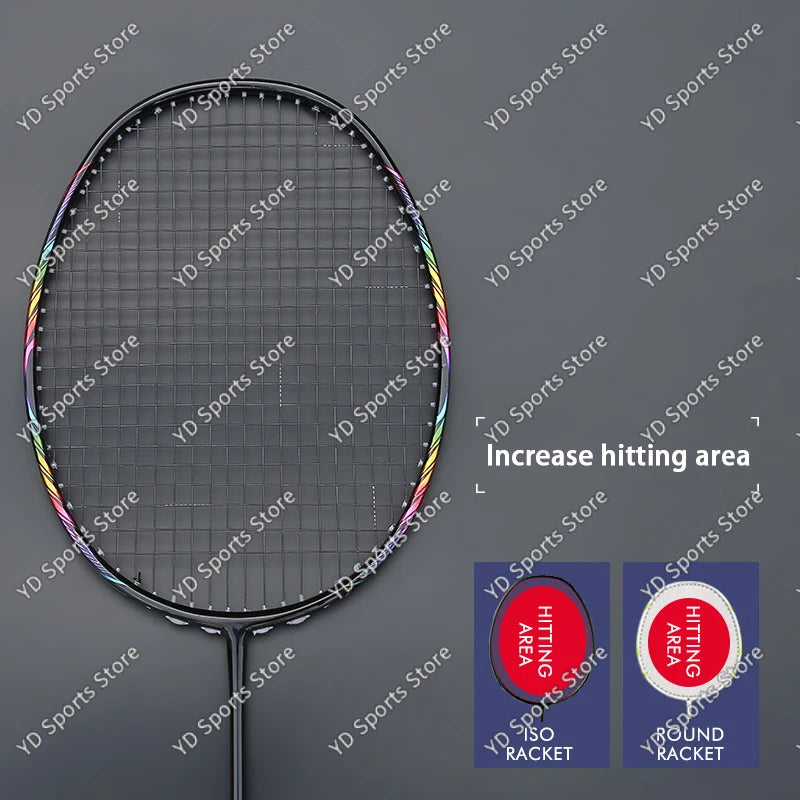 Super Light 8U Full Carbon Fiber Badminton Rackets With Bags String Professional Racket Strung Padel Sports