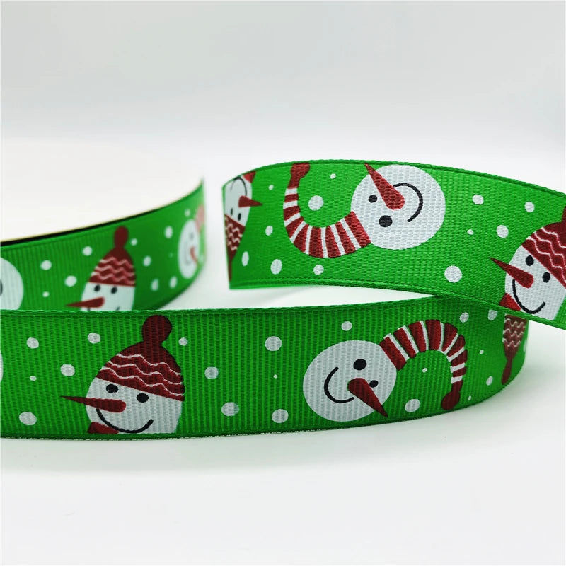 5yards/Lot 25mm Christmas Decor Grosgrain Ribbon Printed Christmas Ribbon for Handmade Design Christmas Decoration Sewing Fabric