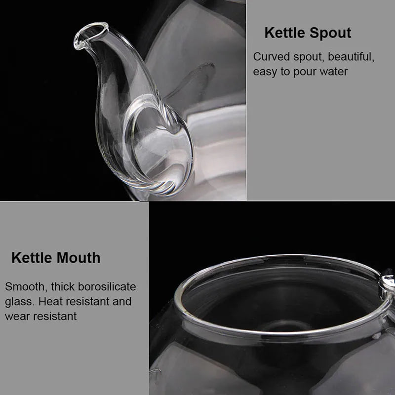 YMEEI 800/1100ml Glass Teapot Gas Stove Induction Cooker Water Kettle Chinese Teapot With Filter Heat Resistant Flower Tea