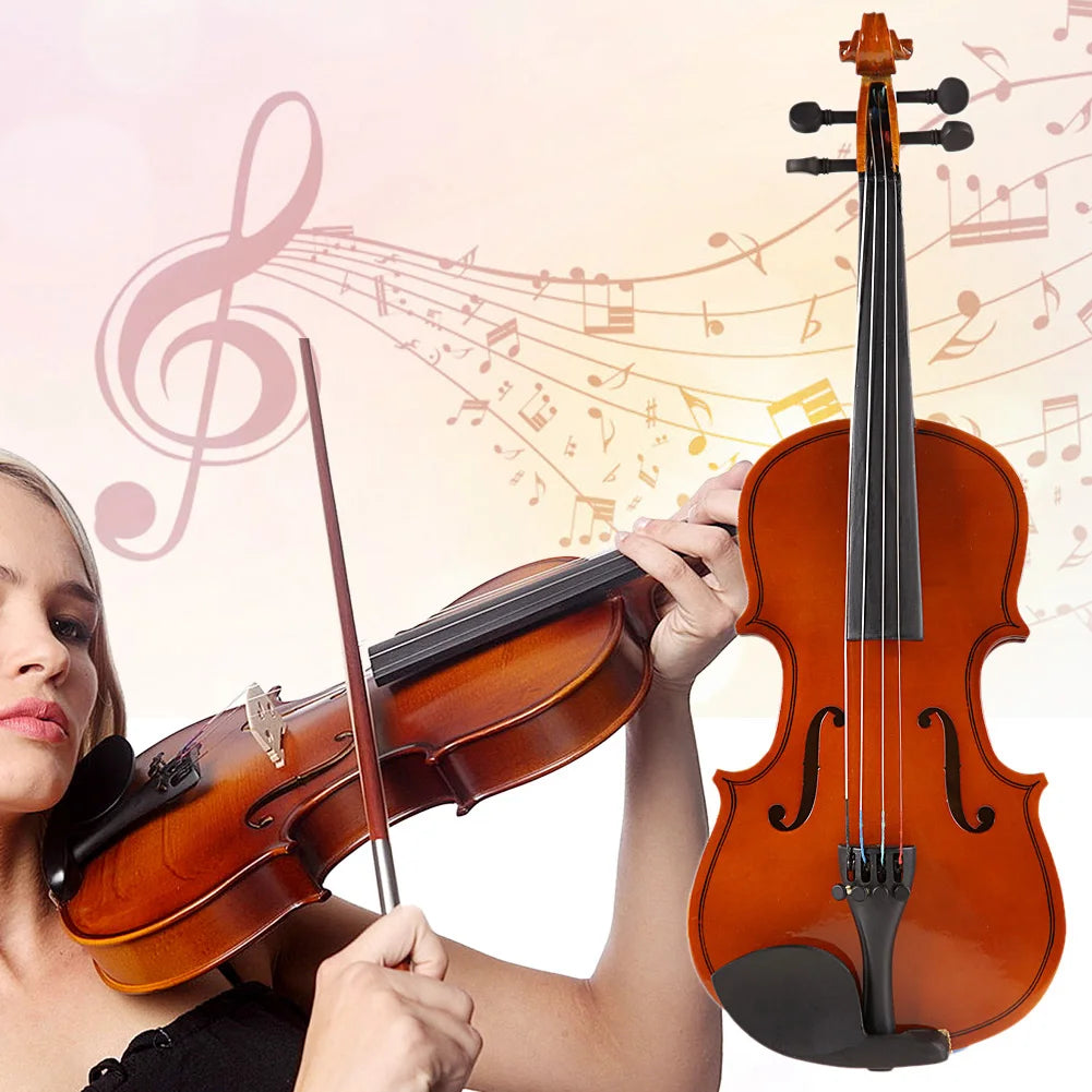 1/8 Splint Bright Acoustic Violin Fiddle With Rosin Box Case Bow Muffler Kits Beginner Matte Violin Musical Instruments