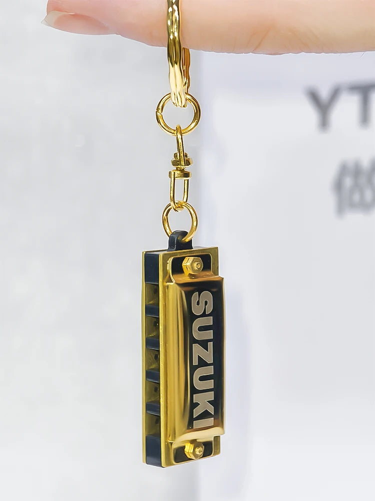 Suzuki Harmonica Mini 5 Holes 10 Tone Harmonica Keychain Key of C Golden Woodwind Instruments Gift