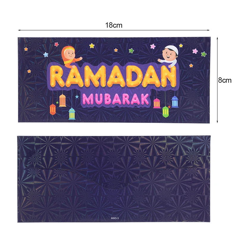 6pcs/Set Eid Mubarak Cash Envelopes Ramadan Mubarak Decoration Money Gift Card Holder Paper Bag Islam Muslim Eid Al-Fitr Supply
