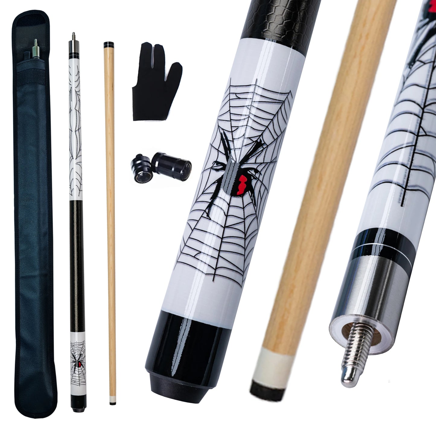 High Quality Wood Poison Spider Pool Cue Stick With 13mm Tip and Leather Anti Slip Grip Handle Ideal for Billiards Pool Cue Club