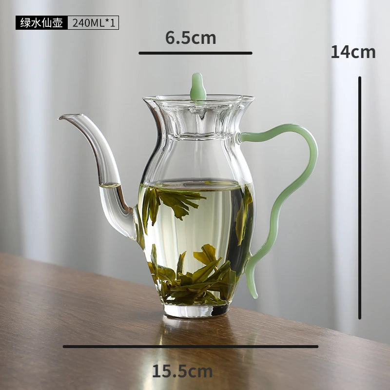 Japanese High-Temperature-Resistant Glass Pot Narcissus Teapot Household High Borosilicate Glass Hand-Held Brewing Teapot