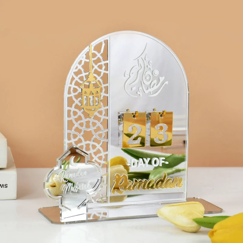 Acrylic Ramadan Countdown Calendar Gifts Day of Ramadan Calendar With Replacing Number 2024 Eid Mubarak Home Decoration Ornament