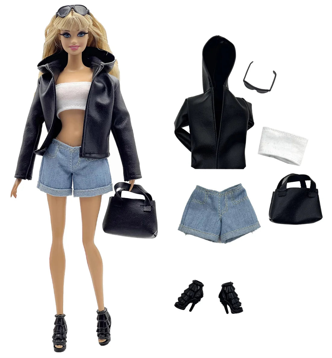1 Set Cloth Doll Accessories Fashion Model Casual Wear Cool Clothes for 30cm Barbie Doll Kids or Birthday Gift