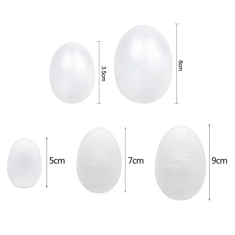 20pcs 3.5-9cm Painting Easter Foam Egg White Polystyrene Styrofoam Foam Egg Ball for Home Happy Eatser Party Decor DIY Kids Gift