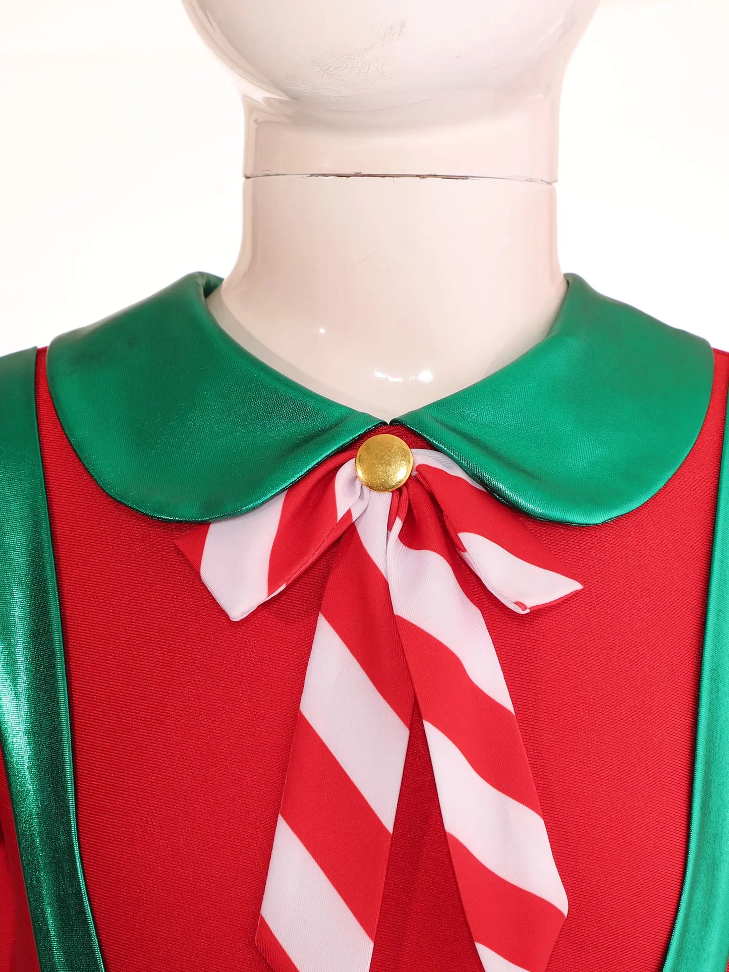 Kids Girls Christmas Elf Dance Costume Puff Sleeve Stripes Tutu Dress Ballet Skating Leotard for Xmas Festival Carnival Party
