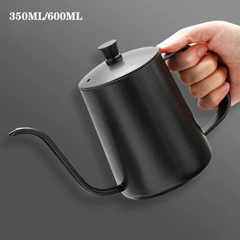 350ml 600ml Drip Kettle Coffee Tea Pot Non-Stick Coating Food Grade Stainless Steel Gooseneck Drip Kettle Swan Neck Thin Mouth