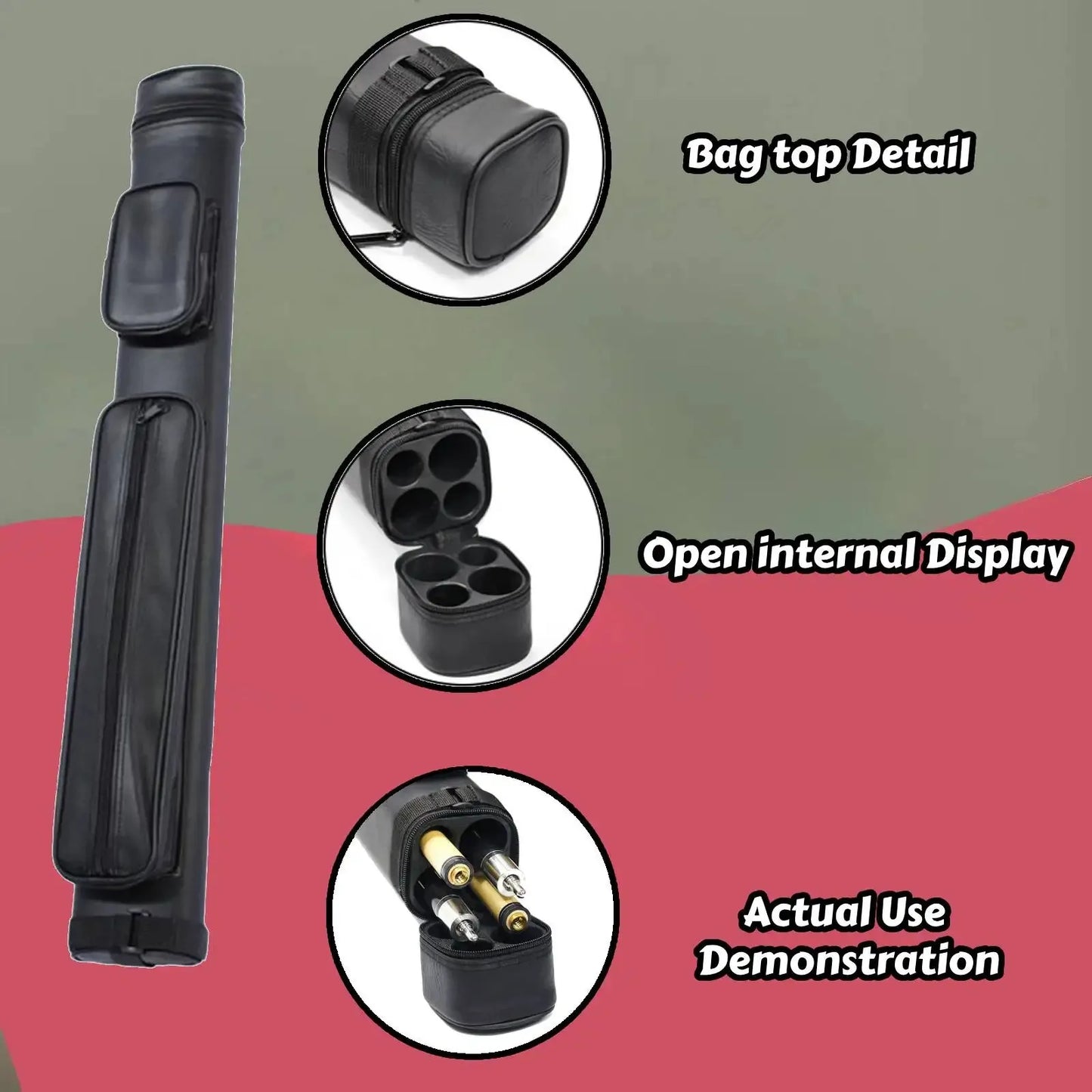New 2/4Holes Pool Cue Case Billiard Bag With Divider Billiard Pool Cue Stick Carrying Bag Portable Billiard Case Accessories