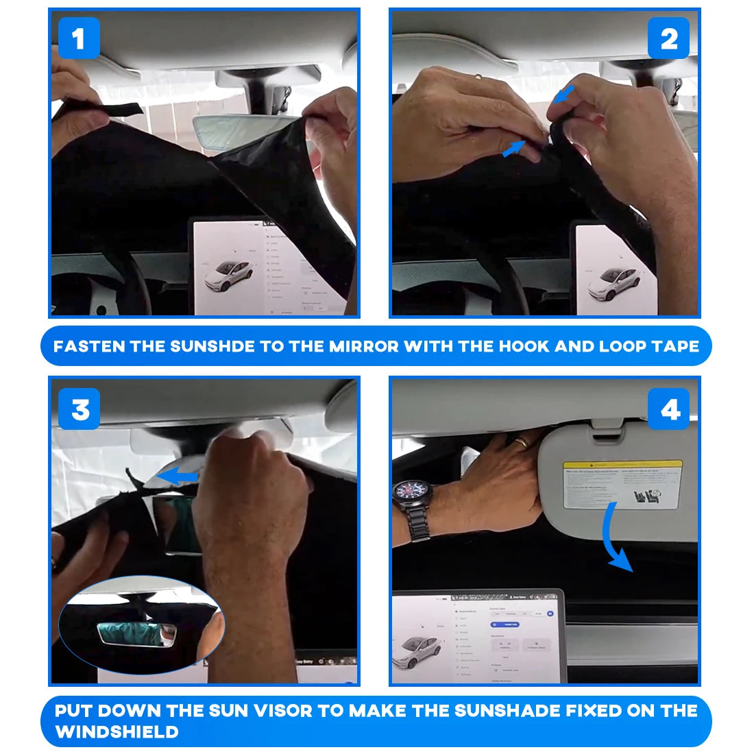 Car Windshield Sun Shade Covers Visors Front Window Sunscreen Protector Parasol Coche for Tesla Model 3 Y Sunshade Accessories