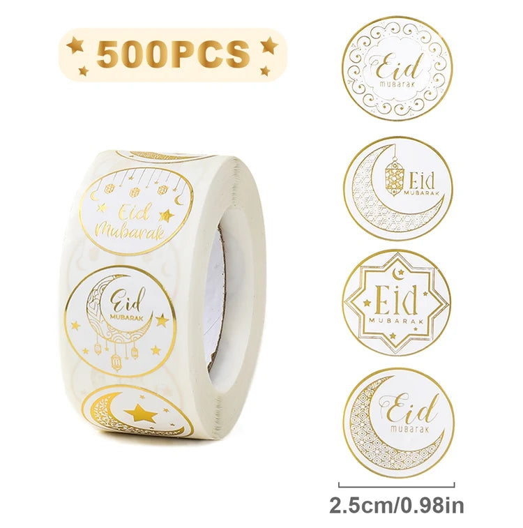 Eid Mubarak Packaging Sealing Sticker Candy Bag Gift Box Ramadan Decorations for Home EID Mubarak Muslim Islamic Eid Al-Fitr