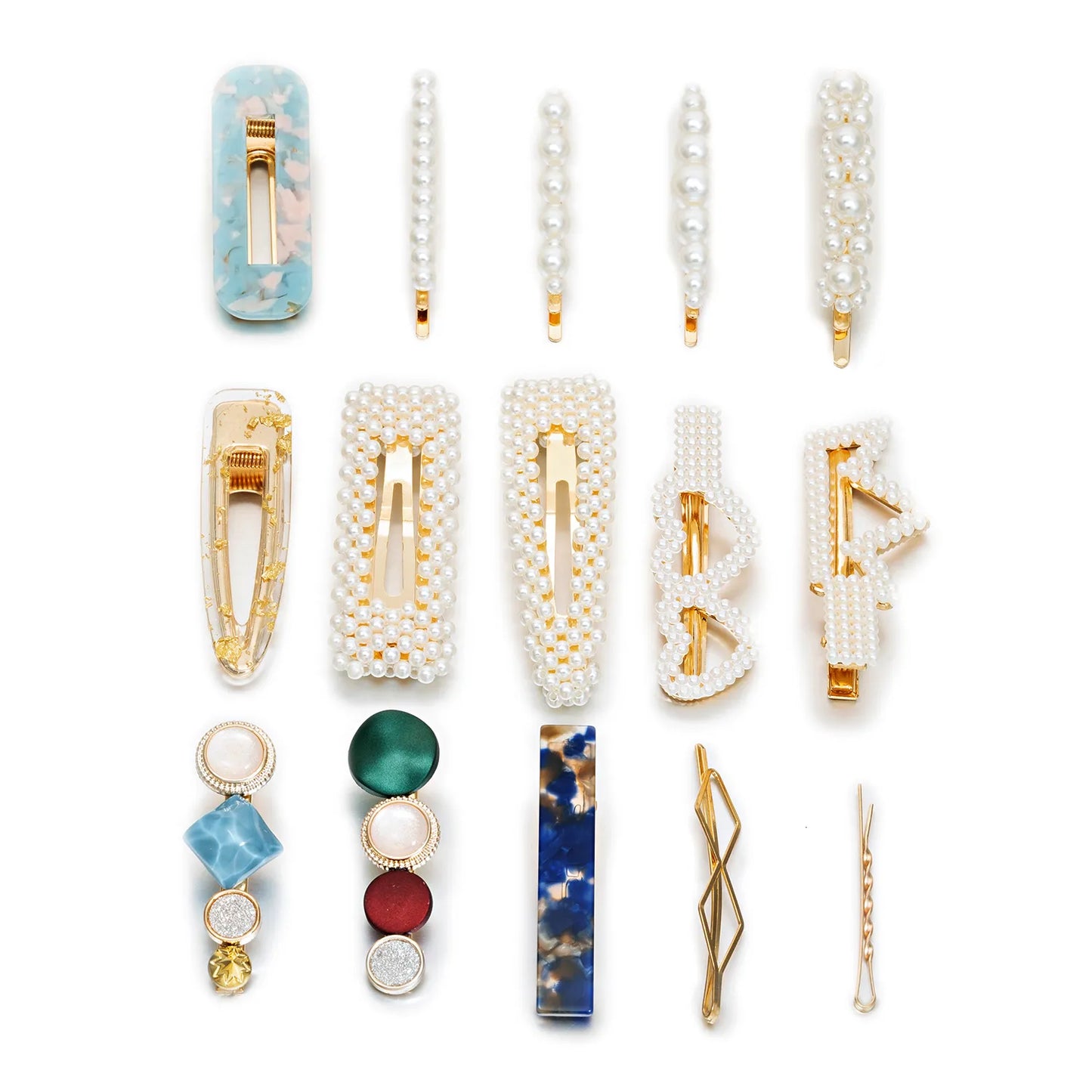 Acrylic Barrettes Headwear Pearl Hair Clip Sets for Women Fashion Geometric Hairpins Hair Accessories Headdress Girl Bobby Clip