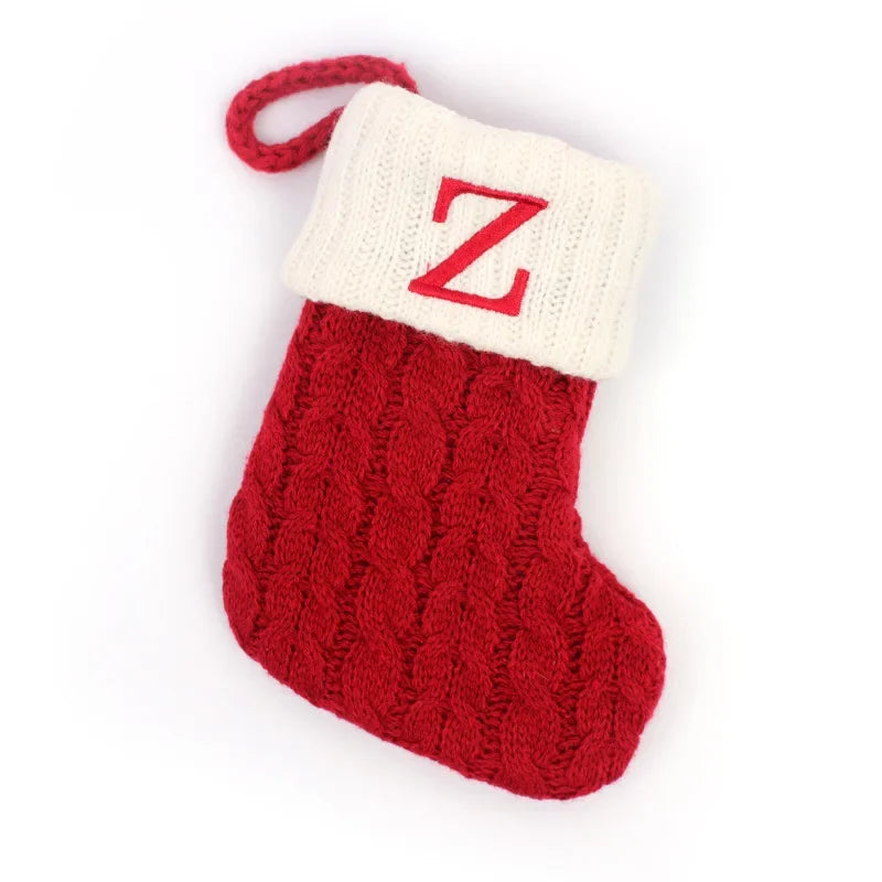 Merry Christmas Socks Red Snowflake Alphabet Letters Christmas Stocking Christmas Tree Pendant Decorations for Home Xmas Gift