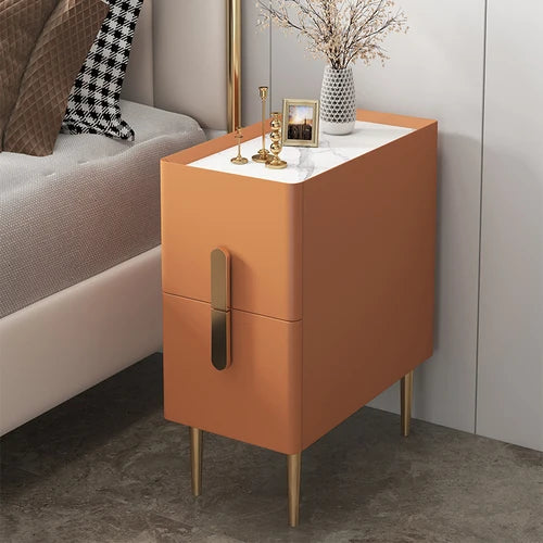 White Minimalist Night Table Metal Nordic Modern Luxury Home Nightstands Drawers Storage Mesitas De Noche Furniture for Bedroom