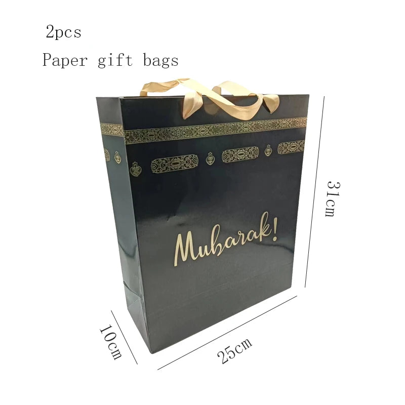 Eid Mubarak Black Gold Disposable Paper Plates Cups Napkins Ramadan Kareem Islamic Muslim Eid Al Adha Party Decor Supplies