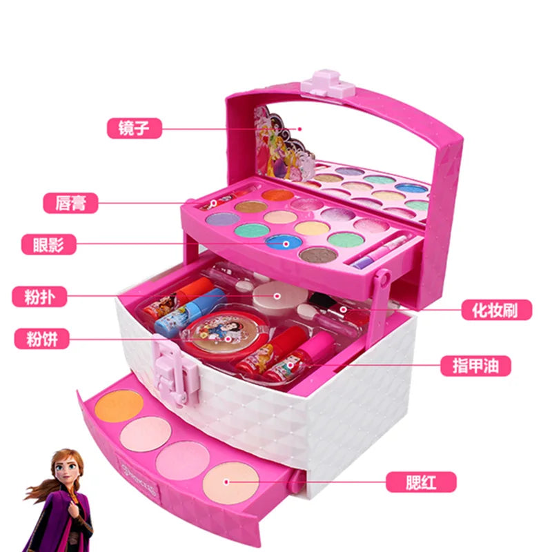 New Disney New Girls Frozen Princess Elsa Cosmetics Make Up Box Set Snow White Beauty Toys Kids Christmas Present Gift
