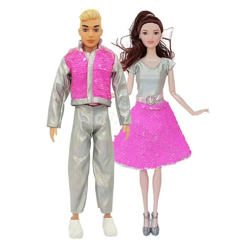 30cm Couple Doll Girlfriend & Boyfriend Ken Doll 1/6 Doll With Wheat Complexion Body Couple Outfit Parents Cosplay Toys Gifts