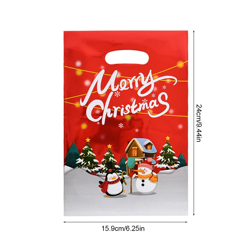 10/30pcs Christmas Gift Bags Cartoon Plastic Candy Cookie Packaging Bag 2024 Navidad Decoration for Home Kids New Year Gift 2025