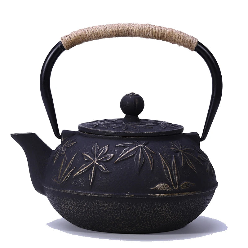 900ML Japanese Style Cast Iron Teapot With Stainless Steel Infuser Strainer Plum Blossom Cast Iron Tea Kettle for Boiling Water