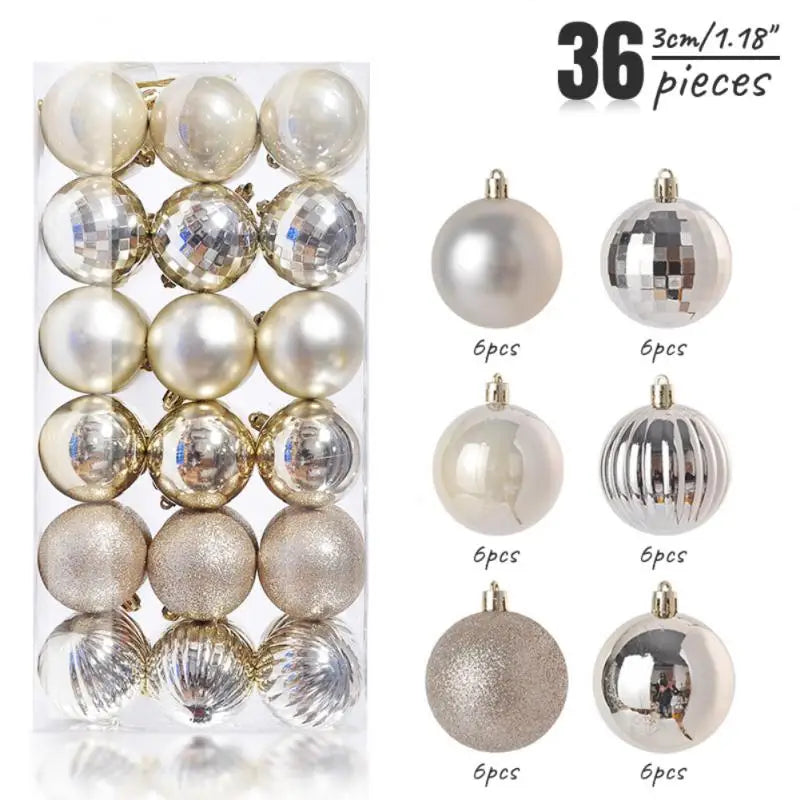 24/36pcs Christmas Ball Christmas Tree Ornament Home Christmas Hanging Pendant New Year Party Decoration Gift Navidad