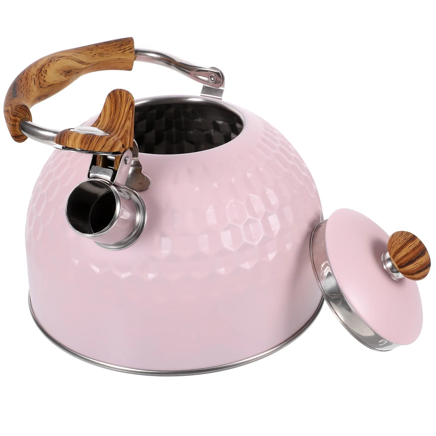 Stainless Steel Kettle Practical Pink Tea Kettles Pots Whistling Teakettle for Boiling Water Gas Stoves Heating Convenient