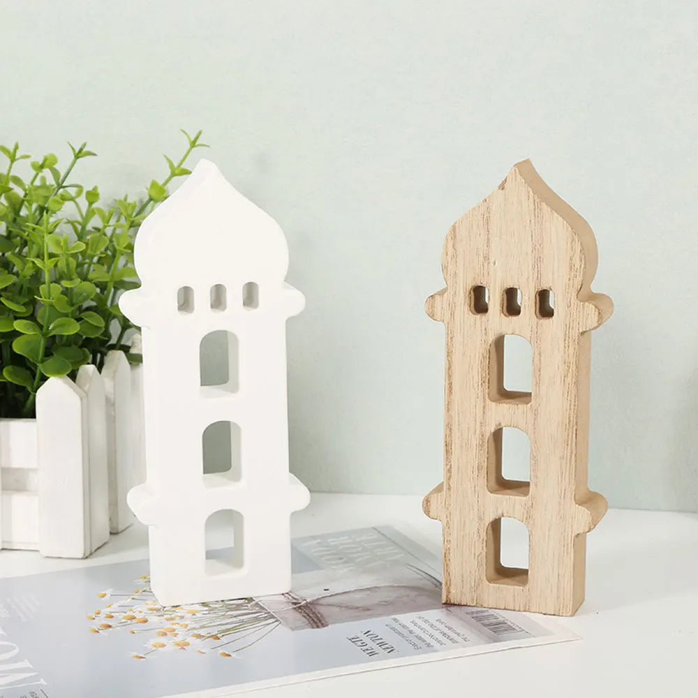 2024 EID Mubarak Wooden Ornaments House Ramadan Decoration for Islam Muslim Event Party Home Table Decoration Kareem Gifts