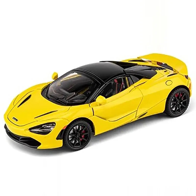 1:24 Simulated 720S Alloy Car Model Sound and Light Pull-Back Toy Car Metal Convertible Sports Car Boy Collection Ornaments Gift