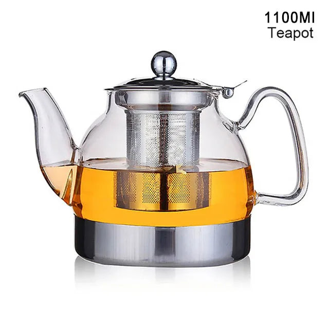 YMEEI 800/1100ml Glass Teapot Gas Stove Induction Cooker Water Kettle Chinese Teapot With Filter Heat Resistant Flower Tea