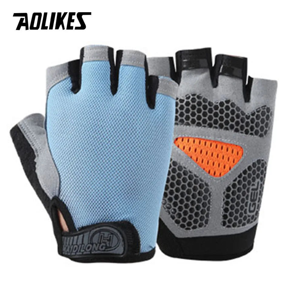 AOLIKES Cycling Gloves MTB Road Riding Gloves Anti-Slip Camping Hiking Gloves Gym Fitness Sports Bike Bicycle Glove Half Finger
