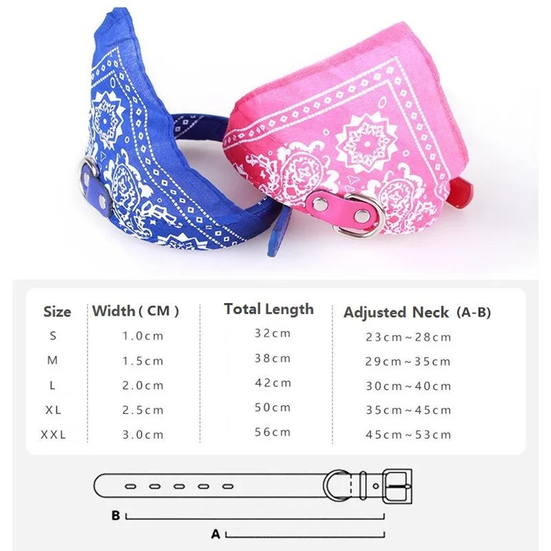 Adjustable Dog Bandana Leather Printed Soft Collar for Dog Pet Supplies Cat Scarf Collar for Chihuahua Puppy Pet Neckerchief