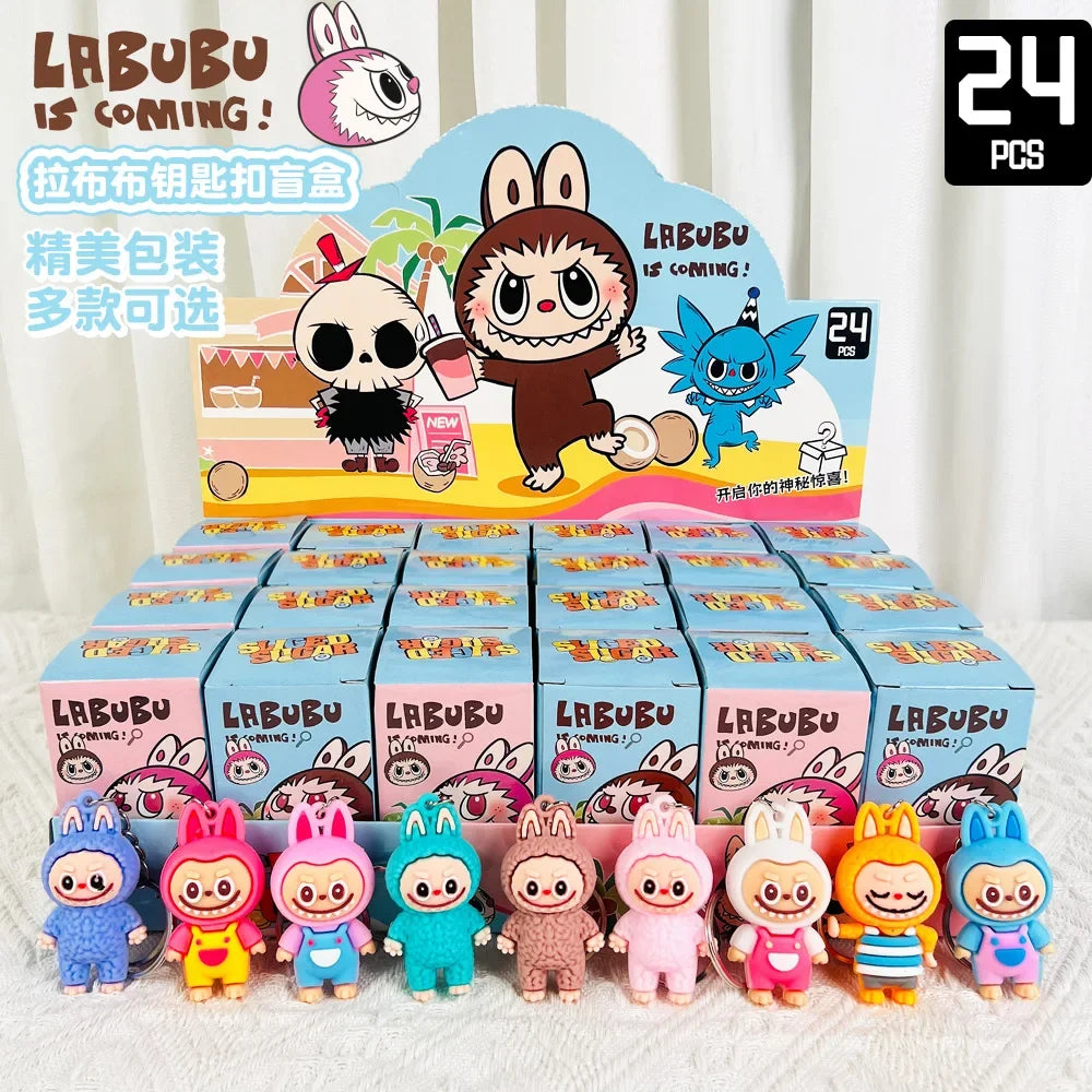 Kawaii Labubu Figure Doll Pvc Small Pendant Trendy Cute Kawaii Cartoon Keychain Mystery Box Bag Decorations Wholesale