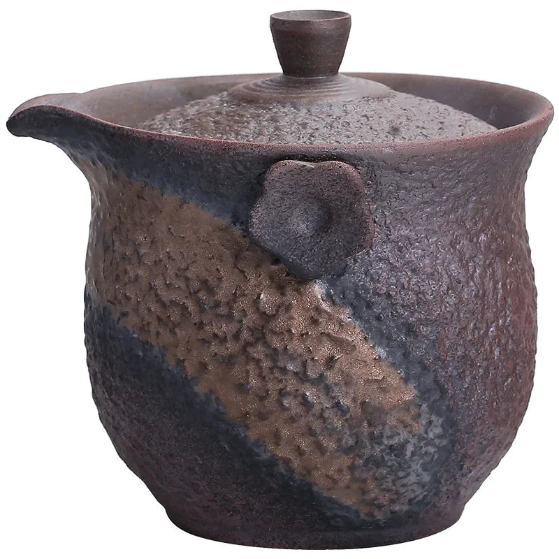Gilding Iron Glaze Stone Pattern Pot Japanese Retro Ceramic Kung Fu Teapot Stoneware Tureen Pu'er Tea Making Device Tea Kettle
