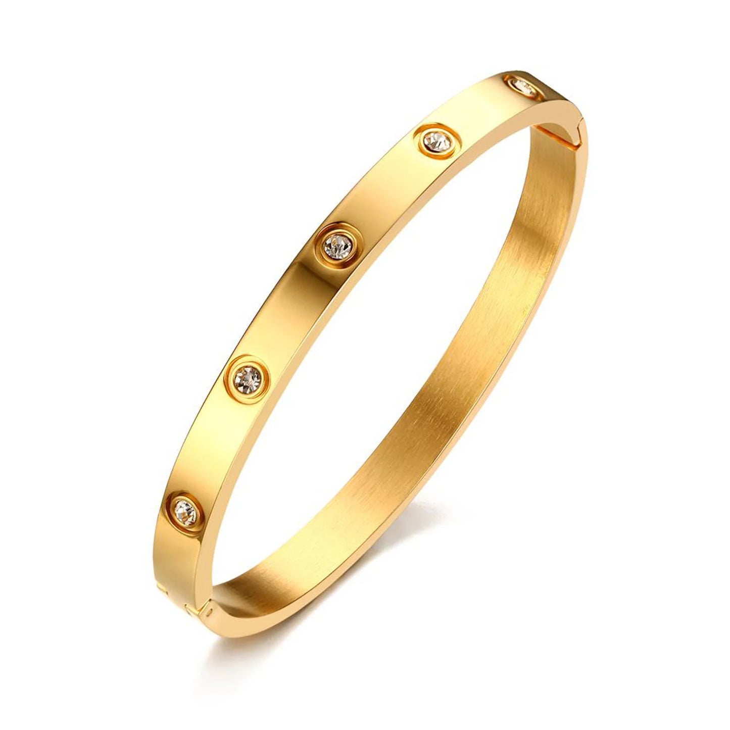 Cubic Zirconia Bangle Bracelet,18K Gold Plated Cuffs, Stainless Steel Jewelry Best Gifts for Valentine's Day Birthdays Gift