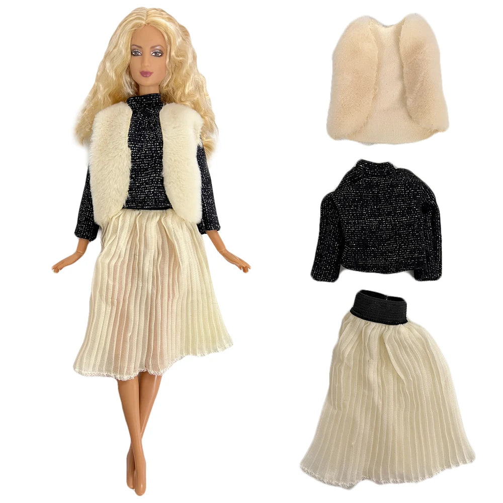 NK Official Mix Style Clothing Fashion Clothing Soft Fur Coat Doll Dress Casual Wear Clothes for Barbie Doll Accessories JJ