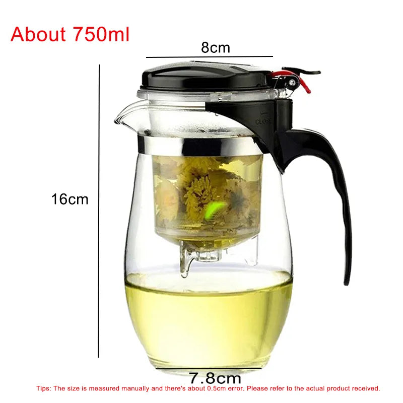 High Quality Heat Resistant Glass Tea Pot Chinese Teaware Kung Fu Tea Set Puer Kettle Coffee Glass Pot Convenient Office TeaPot