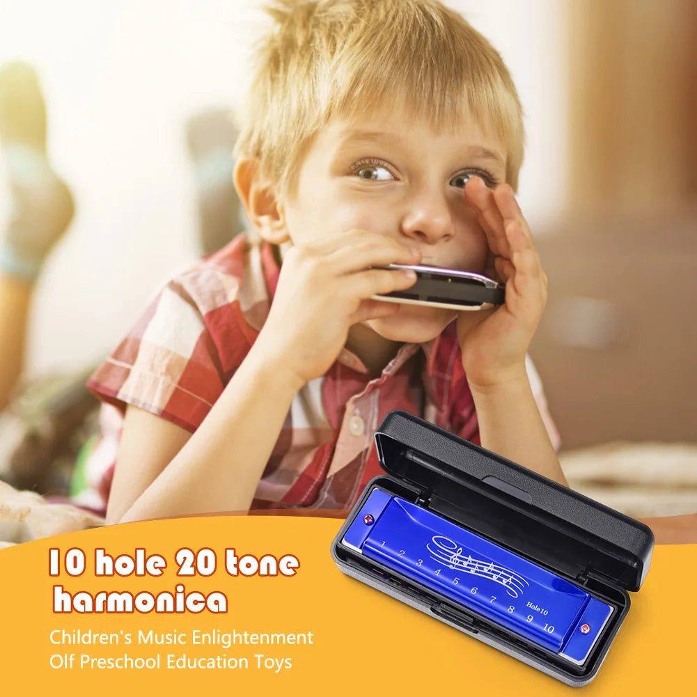 Portable 10 Hole 20 Tone Harmonica Mini Harmonica Early Educational Music Instrument Toys Easy Learning Adults Children Gift