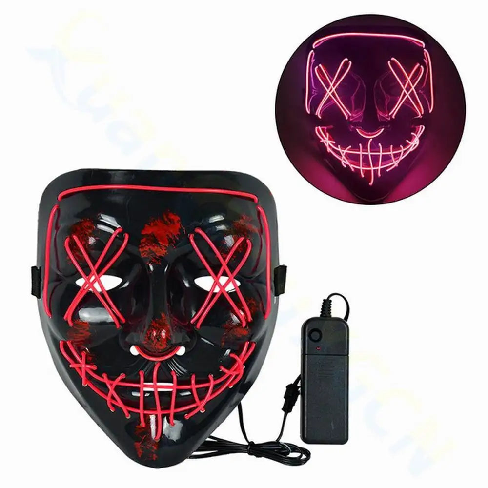Cosmask Halloween Neon Mask Led Mask Masque Masquerade Party Masks Light Glow in the Dark Funny Masks Cosplay Costume Supplies