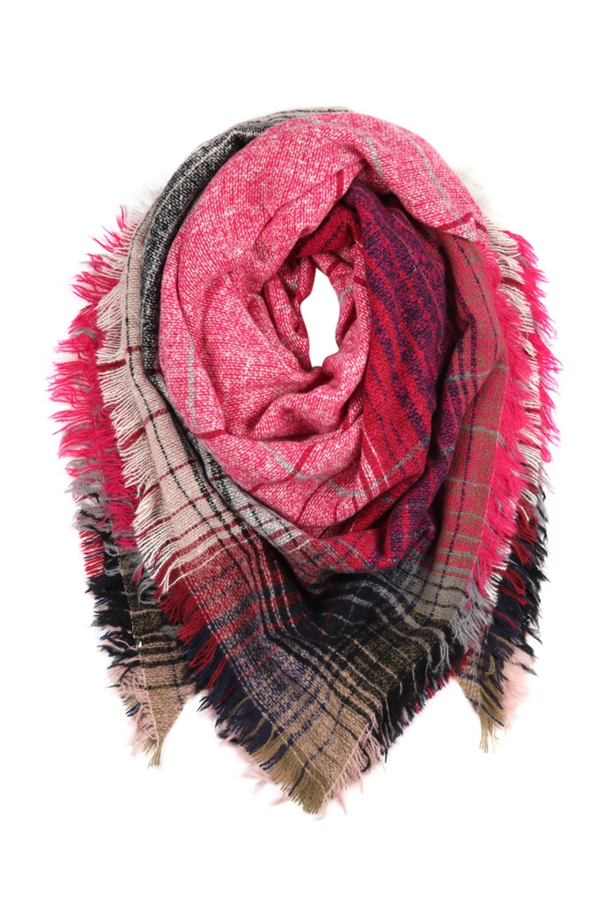Hdf2913 - Multicolor Blanket Fringed Scarf